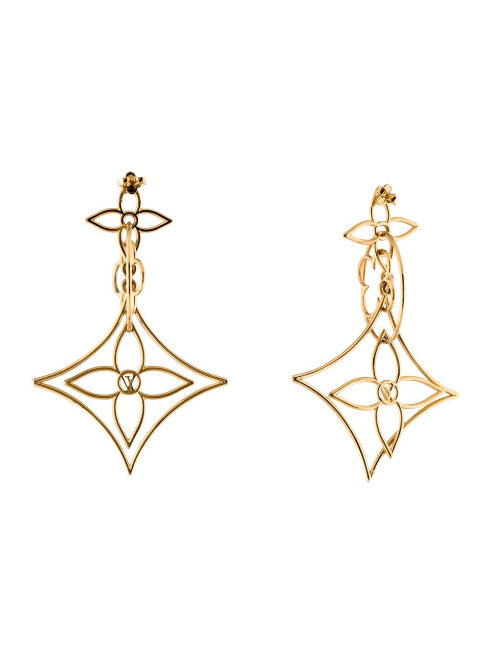 Louis Vuitton Gold Floral Twiggy Drop Earrings